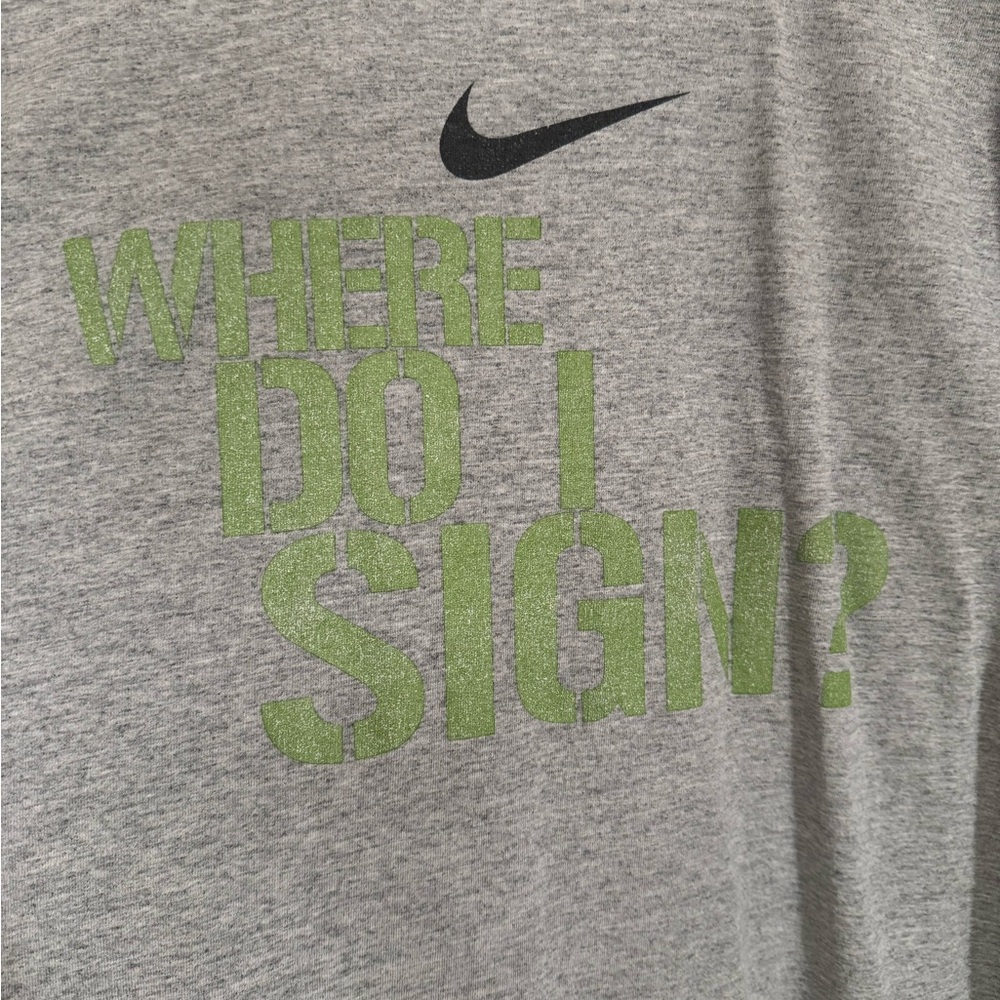 Nike Heather Gray Tee with Green Text